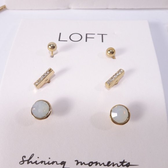 Ann Taylor LOFT Pearl and Opal Necklace Earrings Set NWT 39 24 - Picture 7 of 14